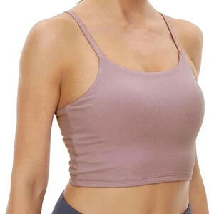 Womens Stretch Scoop Neck Sleeveless Padded Activewear Yoga Tank Top Purple M